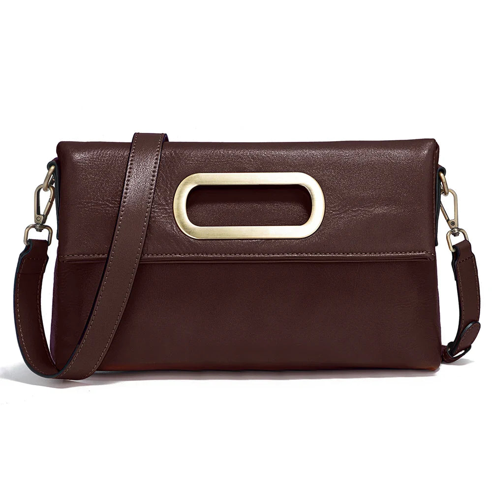 Vintage Genuine Leather Handbag for Women Large Capacity Brown Crossbody Designer Shoulder Bag 2026 Summer Beige Sac Bolsa