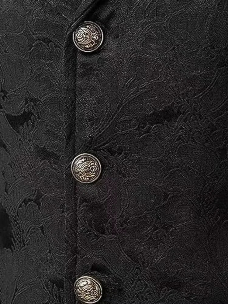 Victorian Floral Jacquard Men Suit Vest Formal Business Lapel Single Breasted Slim Fit Waistcoat Wedding Banquet Party Tops