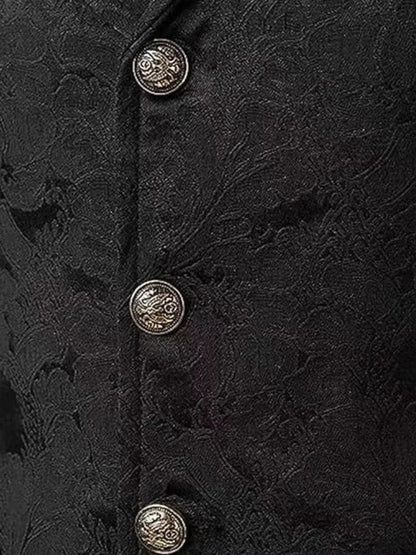 Victorian Floral Jacquard Men Suit Vest Formal Business Lapel Single Breasted Slim Fit Waistcoat Wedding Banquet Party Tops