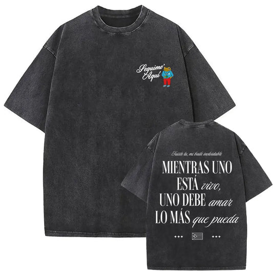 Rapper Bad Bunny Washed Vintage T-shirt Debi Tirar Mas Fotos DTMF World Tour 2026 T Shirts Men Women Fashion Hip Hop T-shirts