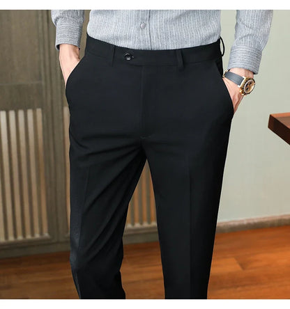 Plus size 40 38 Men Business Solid Suit Pant 2026 Spring Formal Slim Fit Wedding Trouser Mens Brand Fashion Casual Dress Pants