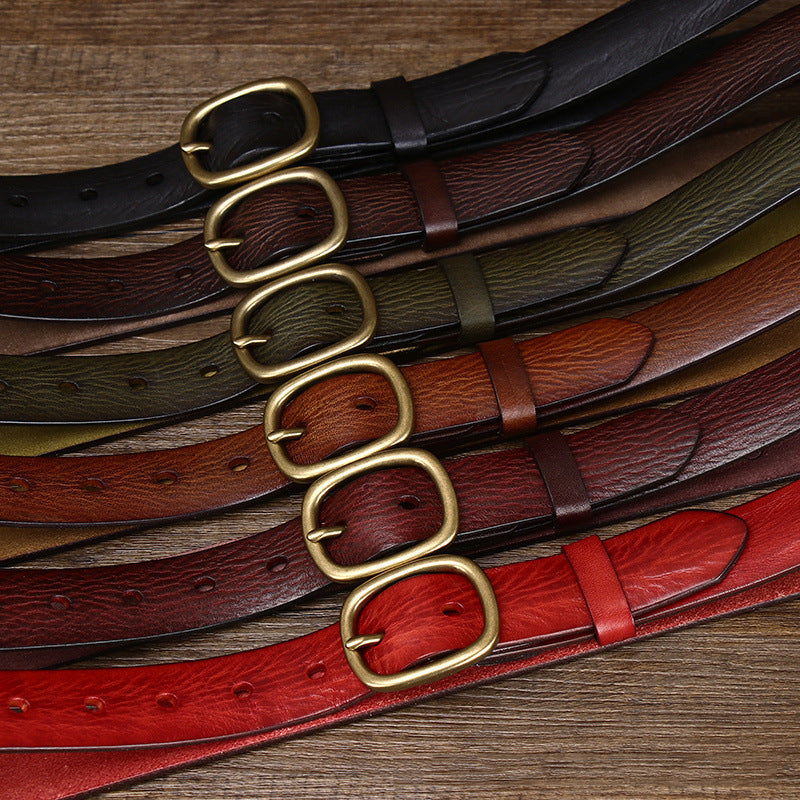 2.8CM Ladies Thick Cowhide Copper Buckle Genuine Leather Jeans Belt Women High Quality Retro Luxury Cintos Female Waistband