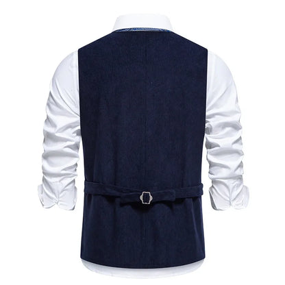 Suit Vest Man British Style Printed Single-breasted Male Waistcoat Slim V-neck Sleeveless Pocket Versatile Men Vest