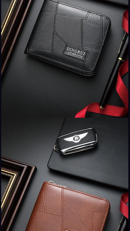 New style wallet for men and women, long single zipper handbag, fashionable and retro patchwork, large capacity purse, loose cha