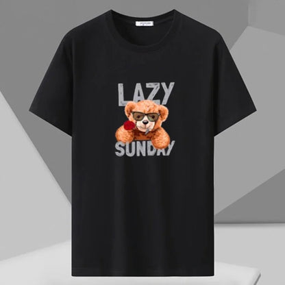 Men T-shirt Printed Tee Plus Size 110-180kg 5XL 6XL 7XL Black T Shirts Round Neck Short Sleeve Oversized Tops Big Size Clothing