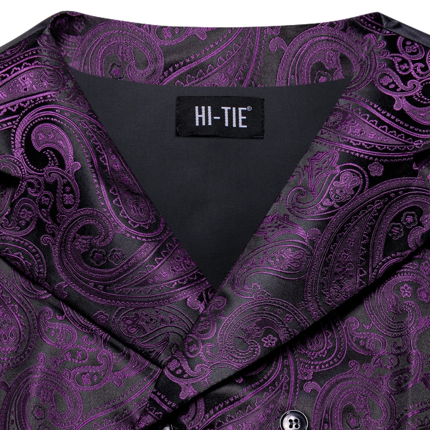Dark Purple Men Vest Elegant Silk Paisley Jacquard Waistcoat Jacket NeckTie Hanky Cufflinks for Men Business Party Hi-Tie