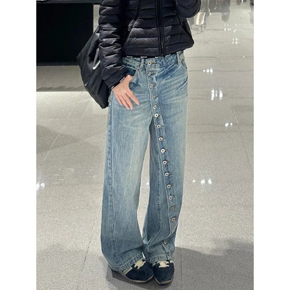 Women Blue Y2k Baggy Wide Jeans Grunge Jean Pants Vintage Harajuku Oversize Boyfriend Denim Trousers Alternative Clothes