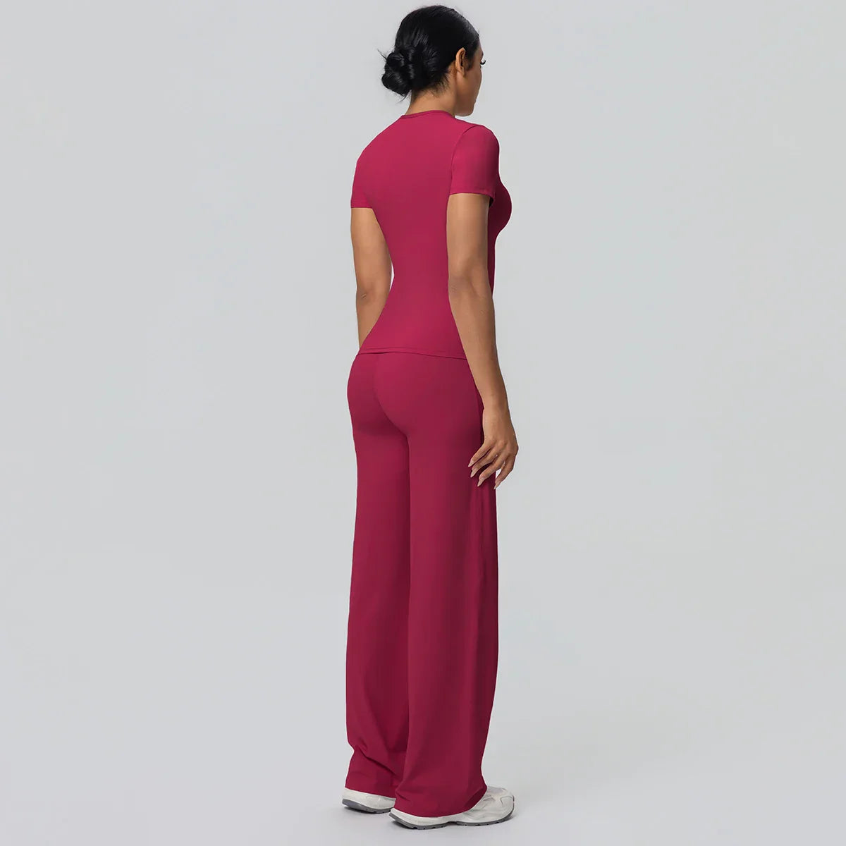 Fitness Sports Workout Yoga Set for Women Naked Feel Slim Casual Workout Top T-Shirt Quick Drying Push Up Running Pants Yoga Set
