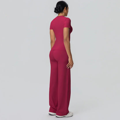 Fitness Sports Workout Yoga Set for Women Naked Feel Slim Casual Workout Top T-Shirt Quick Drying Push Up Running Pants Yoga Set