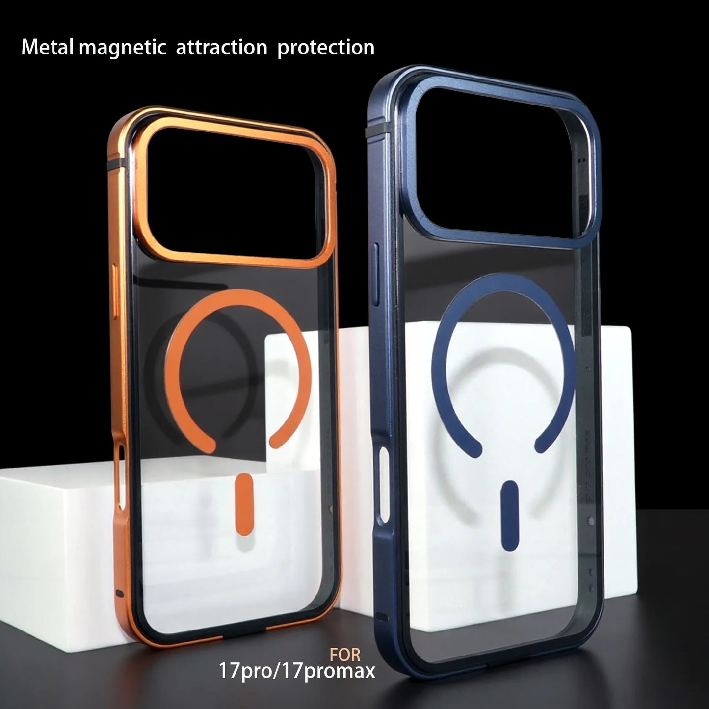 High End Metal Frame Phone Case, For IPhone 17 Pro 17 Promax Magsafe Magnetic Charging HD Backplate Phone Protection Cases