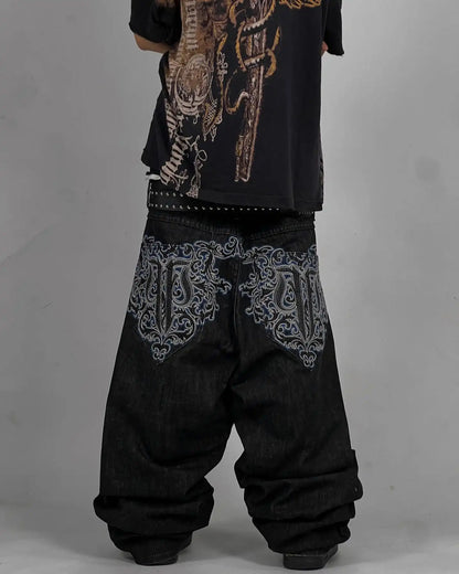 Y2K American Jeans Mens Oversized Retro Hip-Hop Wide-Leg Pants Harajuku Trend Rock Women Straight Pants