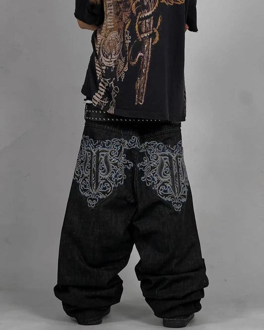 Y2K American Jeans Mens Oversized Retro Hip-Hop Wide-Leg Pants Harajuku Trend Rock Women Straight Pants