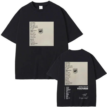 Rapper Kanye West Vultures New Music Album Graphic T Shirts Men Women Hip Hop Fashion Oversized T-shirts Male 100% Cotton Tshirt