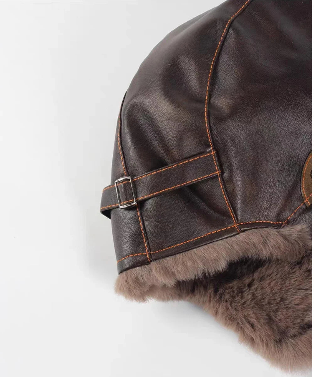 Bomber Hat New PU Leather Winter Hats for Men Women Waterproof Snow Ski Trapper Earflap Cap Male Female Russian Fur Hats
