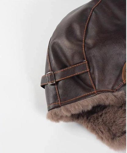 Bomber Hat New PU Leather Winter Hats for Men Women Waterproof Snow Ski Trapper Earflap Cap Male Female Russian Fur Hats