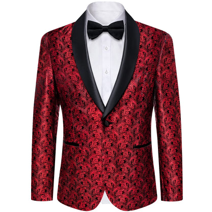 Men's Suits Blazer Green Red Silver Color Paisley Luxury Wedding Prom Business Banquet Suit Coat Men Clothing Jacket