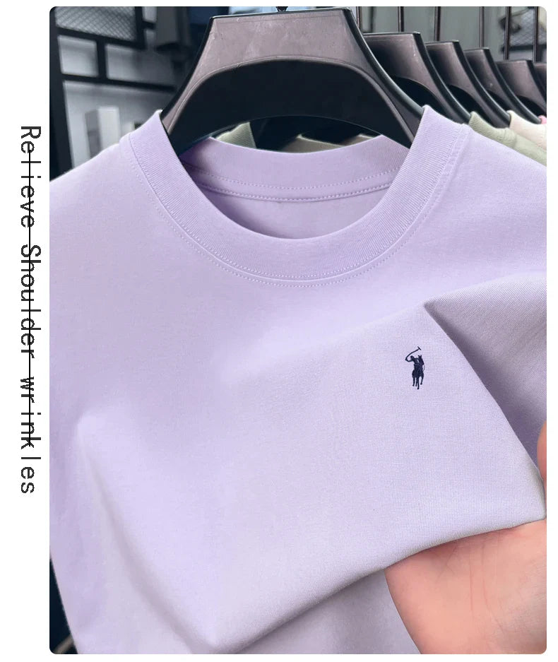 100% cotton high-end short sleeve T-shirt summer designer brand pony embroidery round neck top fashion casual golf men's wear