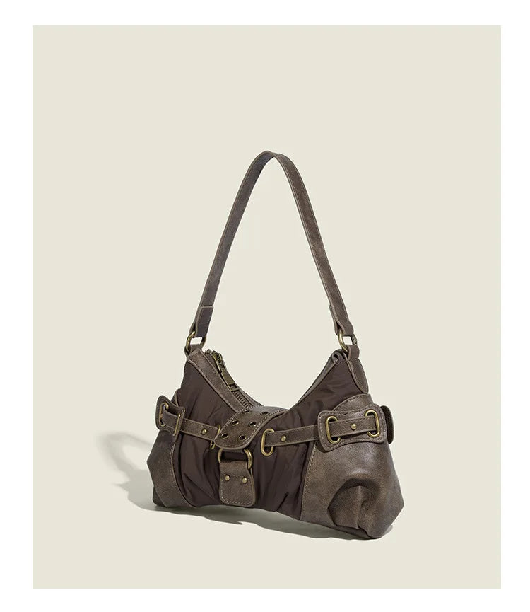Vintage Rivet Armpit Bag Small PU Leather Shoulder Bags for Women Handbag Female Luxury Design Ladies Hand Bags Bolsa
