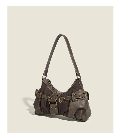 Vintage Rivet Armpit Bag Small PU Leather Shoulder Bags for Women Handbag Female Luxury Design Ladies Hand Bags Bolsa