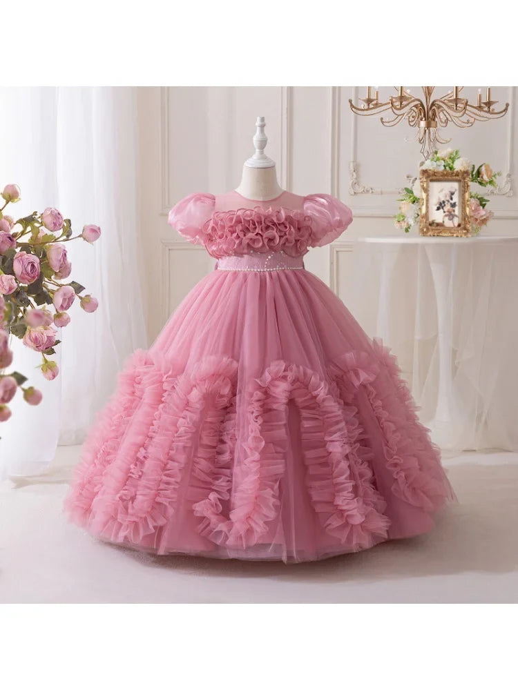 Girls' Summer New High-End Host Birthday Performance Light Luxury Piano Performance Princess Dress