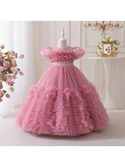 Girls' Summer New High-End Host Birthday Performance Light Luxury Piano Performance Princess Dress