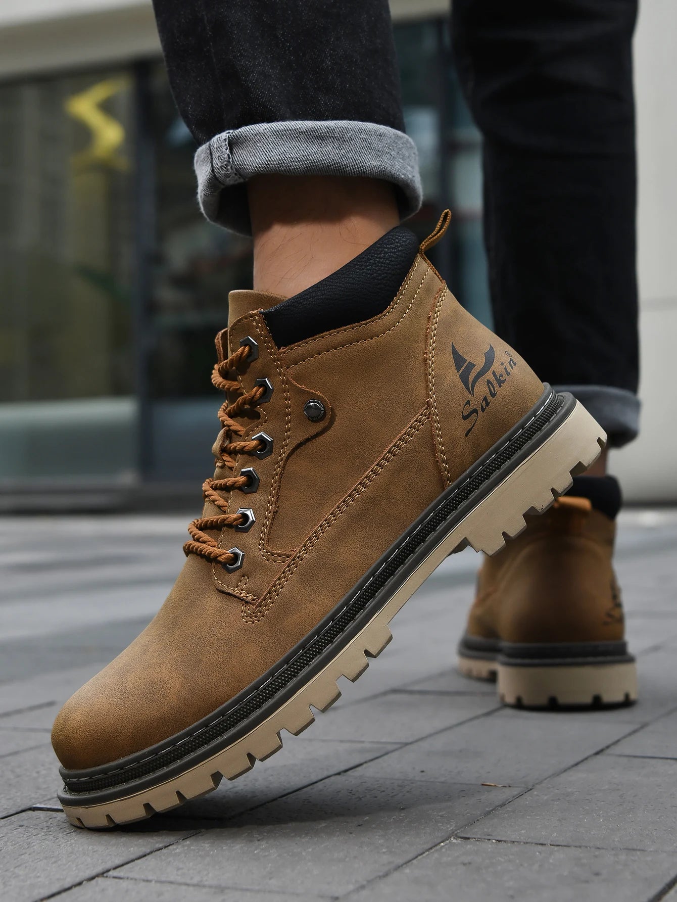 Handmade Men Boots Autumn Outdoor Hiking Boots Ankle Winter Leather Shoes Sneakers Hombres Botas High Top Footwear Anti Slip