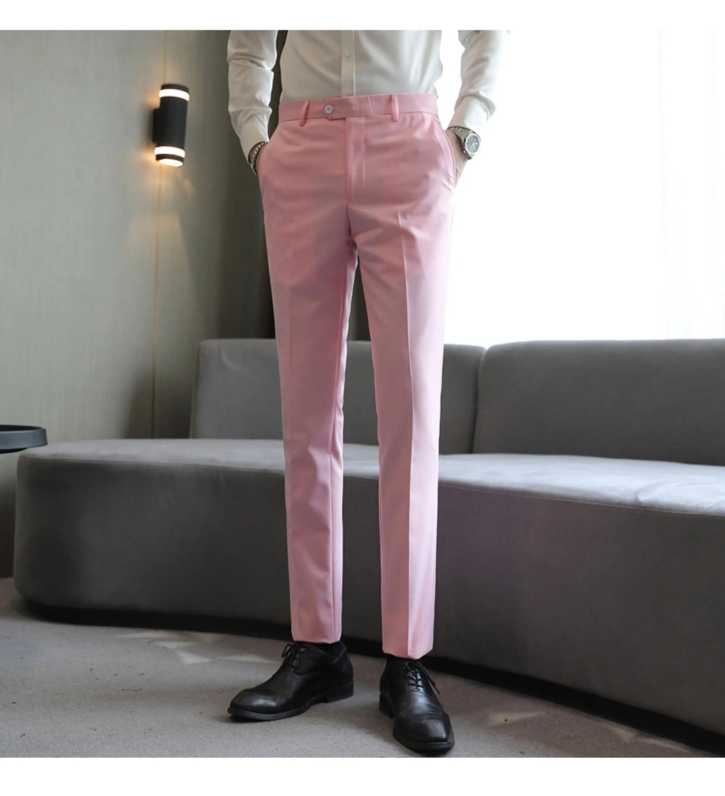 Plus Size 40-29 High Qualitys Men's Solid Color Slim Fit Suit Pants Fashion Business Formal Men Wedding Social Party Trousers