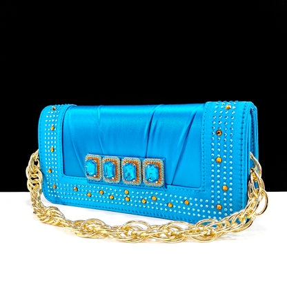 New Italian Olive Pumps and Bag for Party 2024 INS Style Pointed-Toe Rhinestone Elegant Low Heels Wedge for Wome
