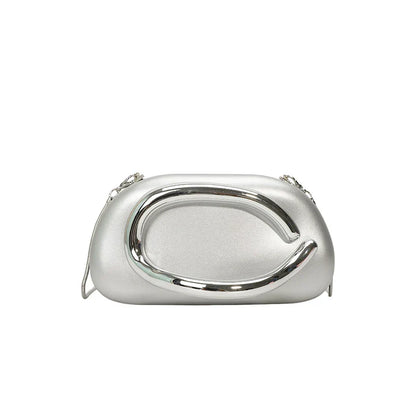 Women PU Leather Metal Handle Handbag & Removable Strap Crossbody Shoulder Bag Hand-held Shoulder Clutch Bag for Evening Dinner