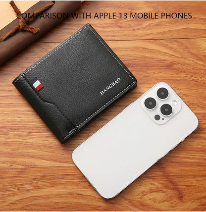 Homme court bifold en faux cuir masculina billetera porte-cartes d'identité porte-monnaie pochette couleur unie hombre business mince