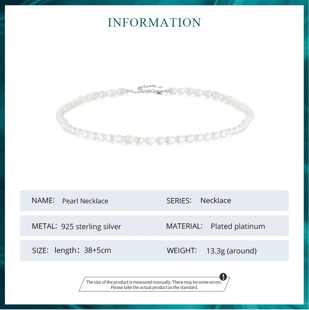 925 Sterling Silver Natural Pearl Necklace Irregular Fresh Water Pearl Neck Chain for Women Elegent Fine Jewelry BSN272