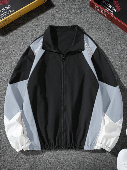 Men's Color-Blocked Jacket, Lightweight, Casual, Travel, Windproof and Wear-Resistant, High-Quality Fabric, Boyfriend Gift