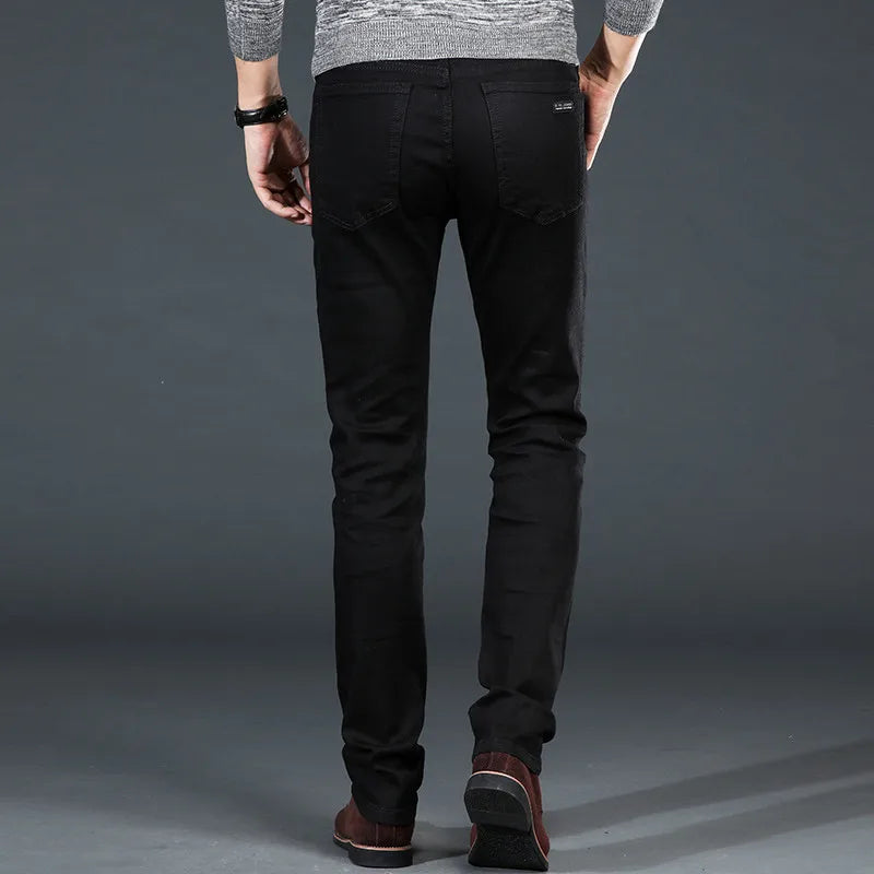Men Plus Size Jeans 38 40 Slim Skinny Stretch Straight Classic Version of Simple Black Denim Pants Male Brand Clothing
