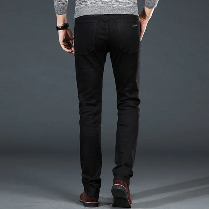 Men Plus Size Jeans 38 40 Slim Skinny Stretch Straight Classic Version of Simple Black Denim Pants Male Brand Clothing