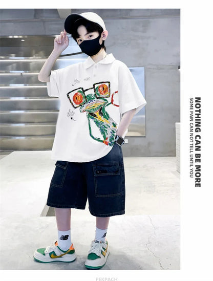Teen Boys Clothing Sets Summer Big Size New Casual Outfits Kids Tracksuit For Boys Sport Suit Children Clothes 8 9 10 12 14 Year