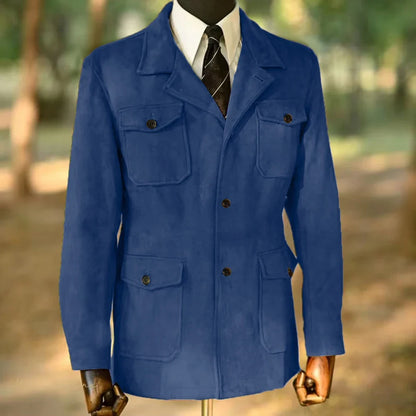 Men's Classic Velvet Blazer Single Breasted Wool Blend Hunting Coat with Four Pockets Snowflake Print plus Size Sport Coat