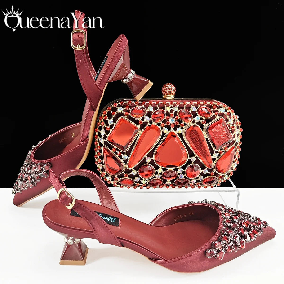 Italian Shoes and Handbags Accessory Set with Rhinestone Metal Embellishments Wedding Shoes Bridal Shoes Designer