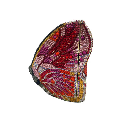 Hot Selling Butterfly Monarch Shaped Crystal Luxury Evening Bag Rhinestone Clutch Purse for Ladies Trendy Metal Frame Handbag