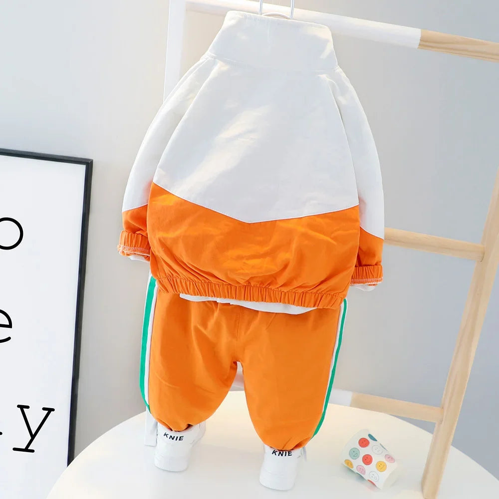 New Spring Autumn Baby Boy Girl Clothes Suit Children Casual Letter Jacket Pants 2Pcs/Set Toddler Cotton Costume Kids Tracksuits
