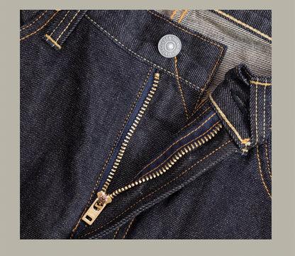American Pants Men's Summer Thin 12oz Loose Straight Selvedge Denim Jeans 634 Version