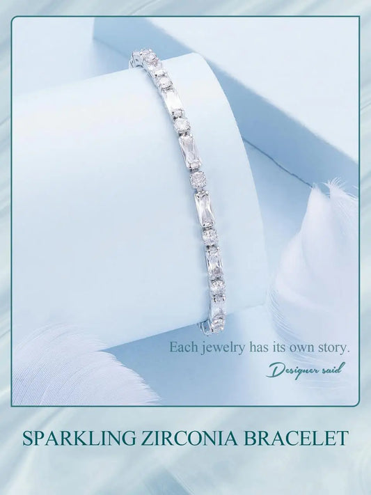 Bracelet ajustable de luxe carré en zircon, maillons étincelants en zircone pour hommes et femmes, cadeau d'anniversaire, bijoux raffinés en cristal