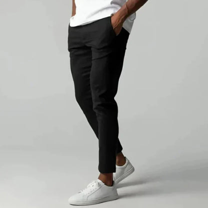 Casual Suit Pants Mens City Work Cotton Trousers Breathable Elastic Waist Pants Spring Autumn Solid Color Slim Versatile Pants