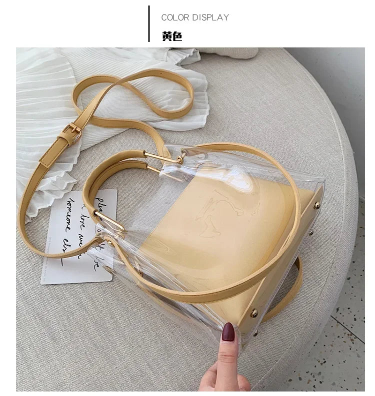 Fashion Transparent Women Shoulder Bag Jelly Candy Summer Beach Handbag for Female Messenger Bags Bolsa Totes Bucket Bag