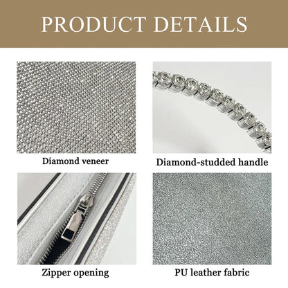 New niche round set diamond shaped handbag, socialite rhinestone banquet bag, French dress evening bag, crossbody dinner bag
