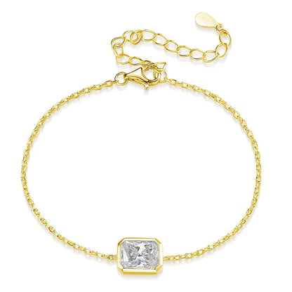 1/2CT Emerald Radiant Cut Moissanite Bracelets for Women Men Adjustable 15-20cm Chain 925 Sterling Silver Jewelry Fine