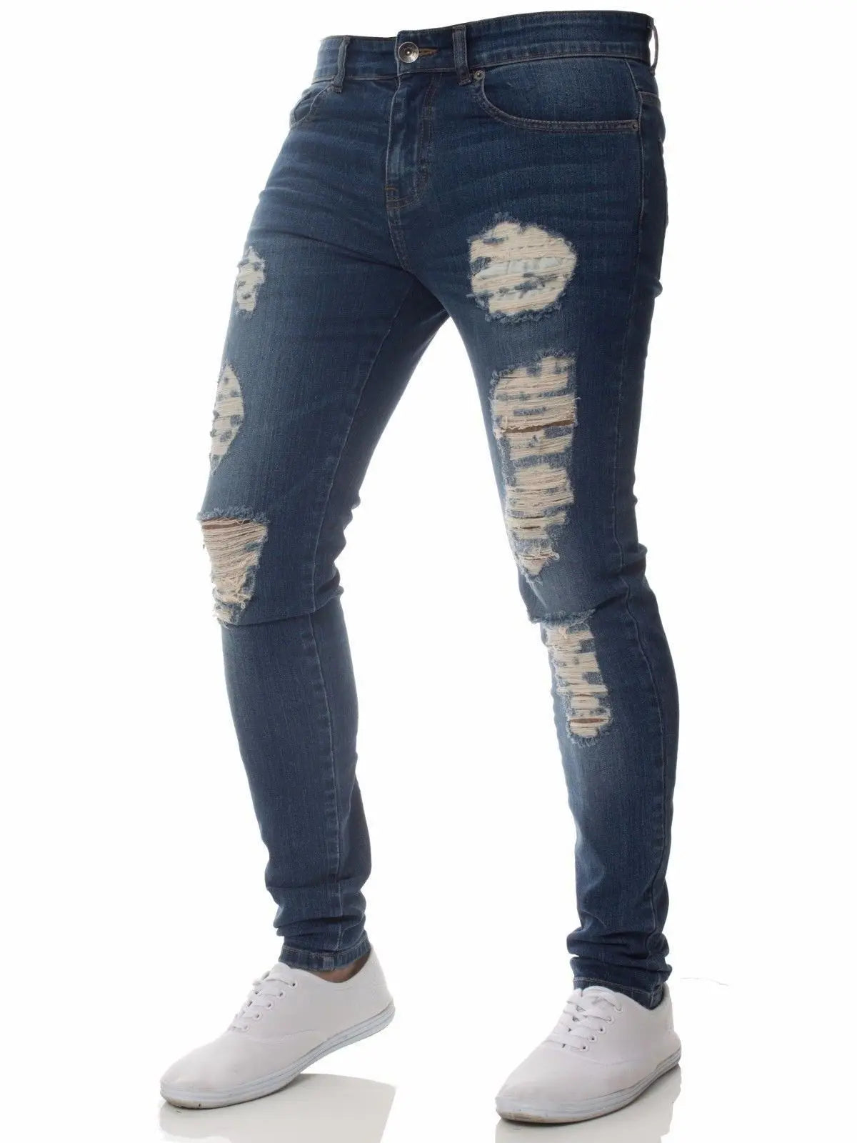 Man Pants Retro Washing Zipper Stretch Jeans Casual Slim Fit Trousers Male Plus Size Pencil Pants Denim Skinny Jeans for Men