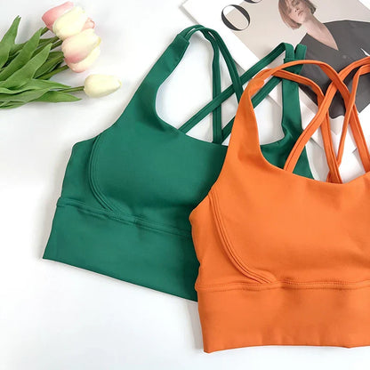2Pcs Yoga Sets Naked Feel Gym Set Women Workout Clothes High Waist Yoga Shorts And Strappy Sports Bra Short Sets Summer