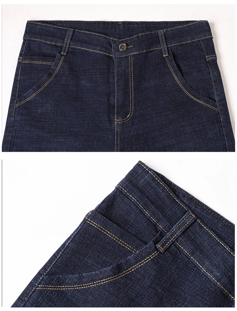 2024 Fashion Men Stretch Loose Straight Jeans Casual Elastic Slim Fit Denim Pants Male Brand Business Trousers Large size 38 40