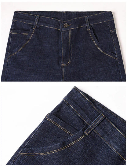 2024 Fashion Men Stretch Loose Straight Jeans Casual Elastic Slim Fit Denim Pants Male Brand Business Trousers Large size 38 40