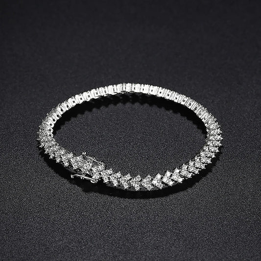 Bracelet de tennis 1,5 mm en Moissanite véritable, Argent sterling 925, Bracelets 3 rangs avec cœurs en diamant de laboratoire, pour mariée, femme, bijoux de mariage